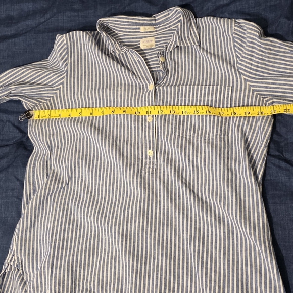 J CREW Boy Fit Button M Blue White Striped Pocket Women - Picture 6 of 6
